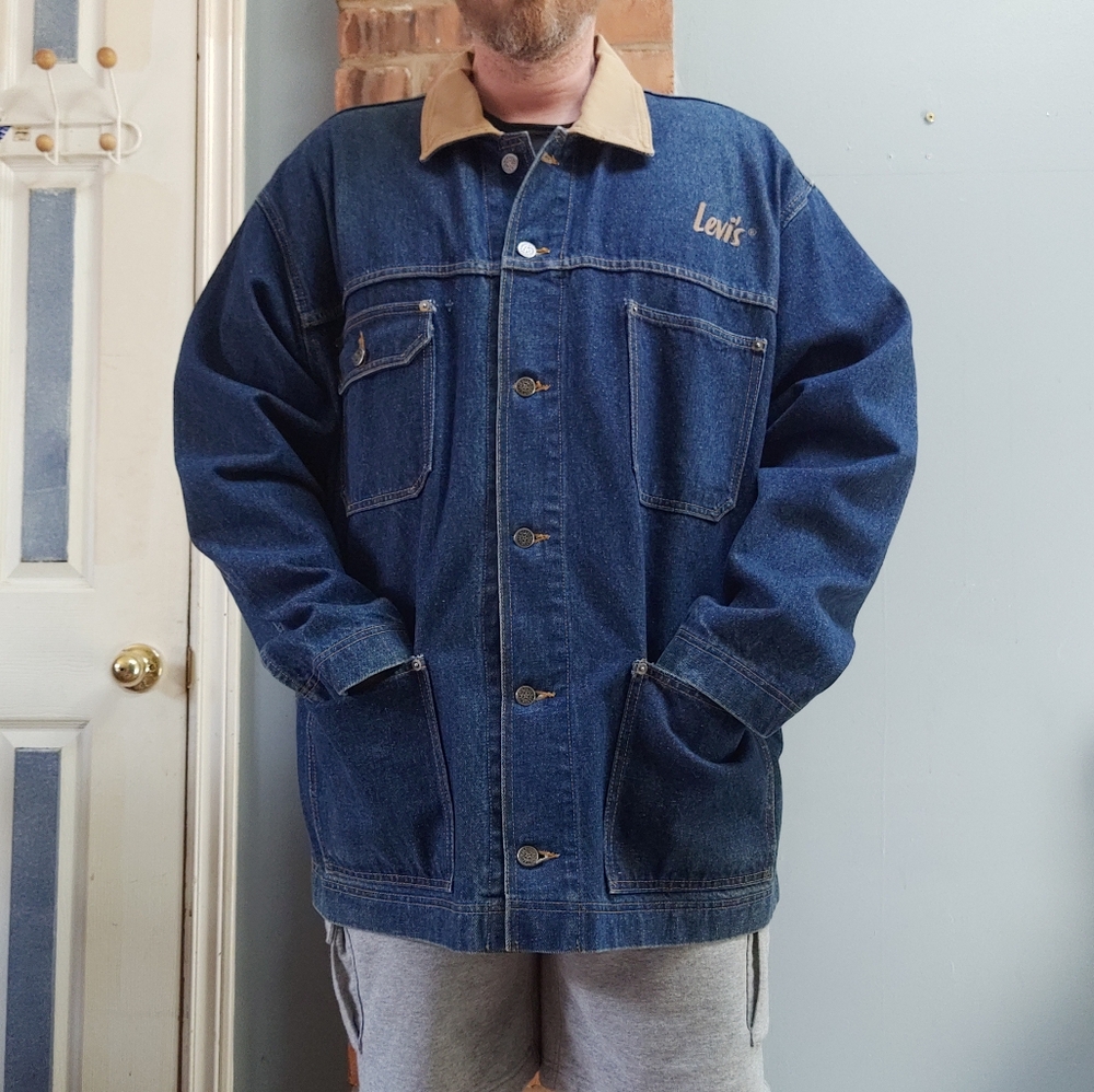 Rare Vintage 80's Levi's Blue Denim Chore Jacket Men's Size XL Made In Canada - Picture 14 of 15